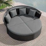 Crownland Outdoor Round Daybed with Retractable Canopy, Patio Daybed with Washable Cushions, Clamshell Sectional Seating - Photo 7