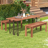 RELAX4LIFE Wooden Outdoor Bench - Patio Bench with Slatted Seat, Weather Resistant Solid Wood Frame, Garden Bench - Photo 2