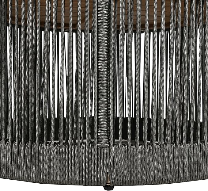 LUMISOL Rattan Rope & Acacia Wood Coffee Table for Outdoor, Patio Center Table with Wood Top - Photo 8