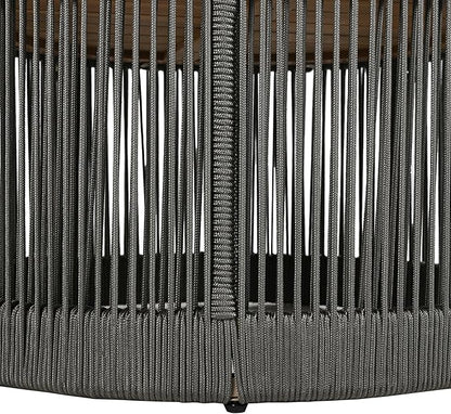 LUMISOL Rattan Rope & Acacia Wood Coffee Table for Outdoor, Patio Center Table with Wood Top, 26" Cocktail Table for Garden, Yard, Balcony, Teak+ Grey