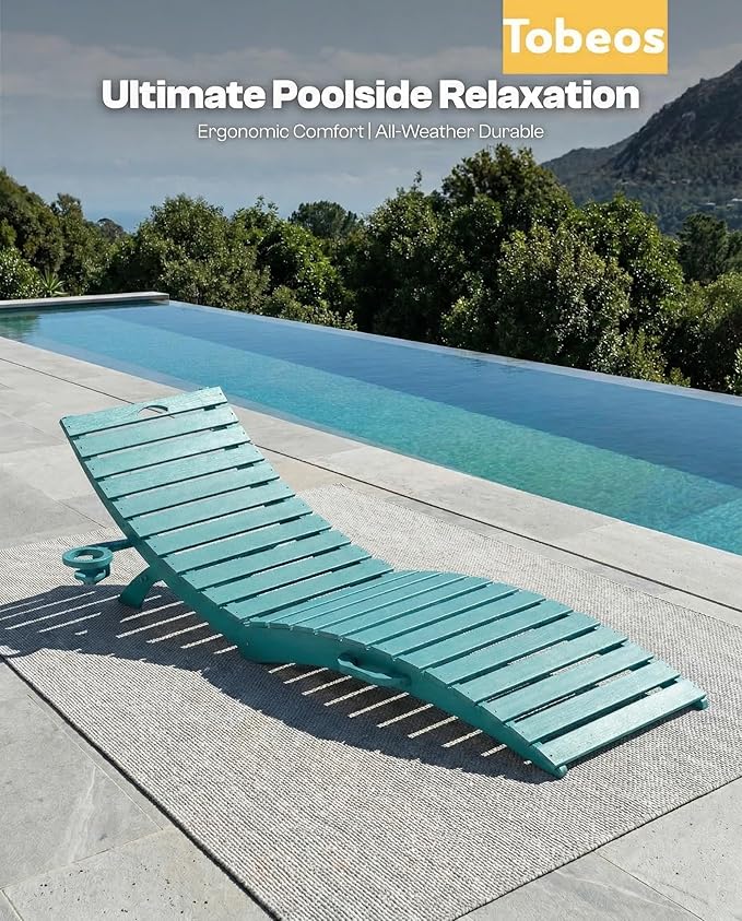 Pre-Assembled Folding in-Pool Lounge Chair, HDPE Outdoor Chaise Lounge with Cup Holder, Pool Lounge Chair for Poolside - Photo 8