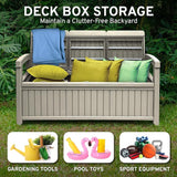 EconoHome 3 Seat Outdoor Storage Bench with Rain Cover - 90 Gallon Capacity - Weatherproof Resin Bench for Patio, Porch - Photo 3