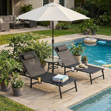 Foldable Outdoor Lounge Chairs Set of 2, No Assembly Chaise Lounge Outdoor with Cup Holder and 6 Adjustable Positions - Photo 2
