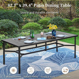 83" Patio Table for 8, Large Rectangle Patio Dining Table with Umbrella Hole - Photo 5