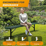Heavy-Duty Outdoor Metal Bench, Thermoplastic-Coated, Inground, Weatherproof, Commercial-Grade for Parks, Gardens - Photo 4