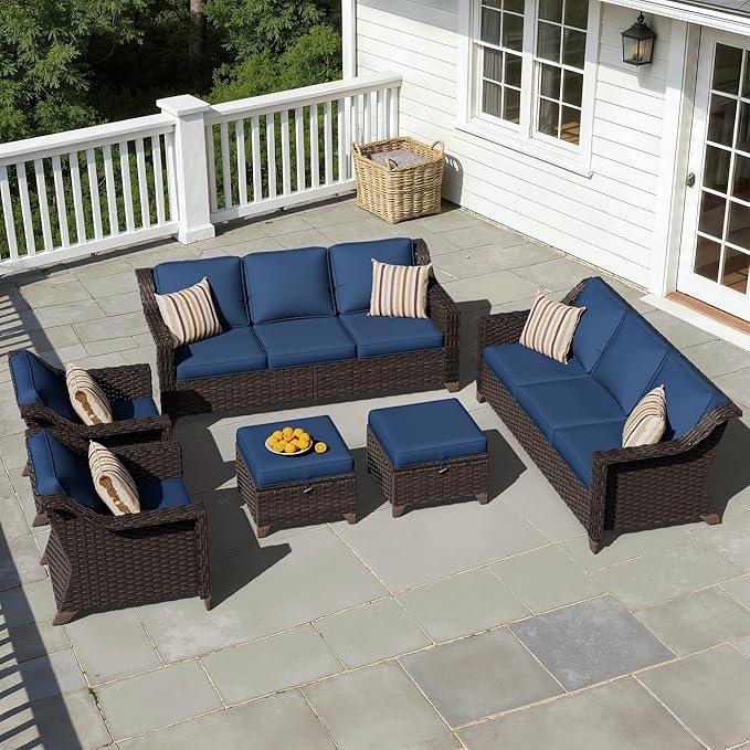 6 Pieces Patio Conversation Furniture Set - 2 Sofas, 2 Armchairs, 2 Ottomans - Photo 6