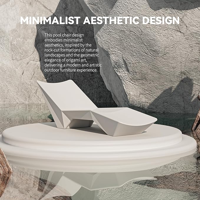 in Pool Lounge Chairs - Ergonomic White Pool Lounger with Efficient Drainage Design for Outdoor Relaxation, Waterproof Lounge Chair Outdoor for Sun Shelf, Use in Pools up to 12" of Water