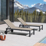 PURPLE LEAF Chaise Lounge Chair with Wheels for Outside 4 Pieces Aluminum Outdoor Lounge Chairs with 5 Adjustable - Photo 7