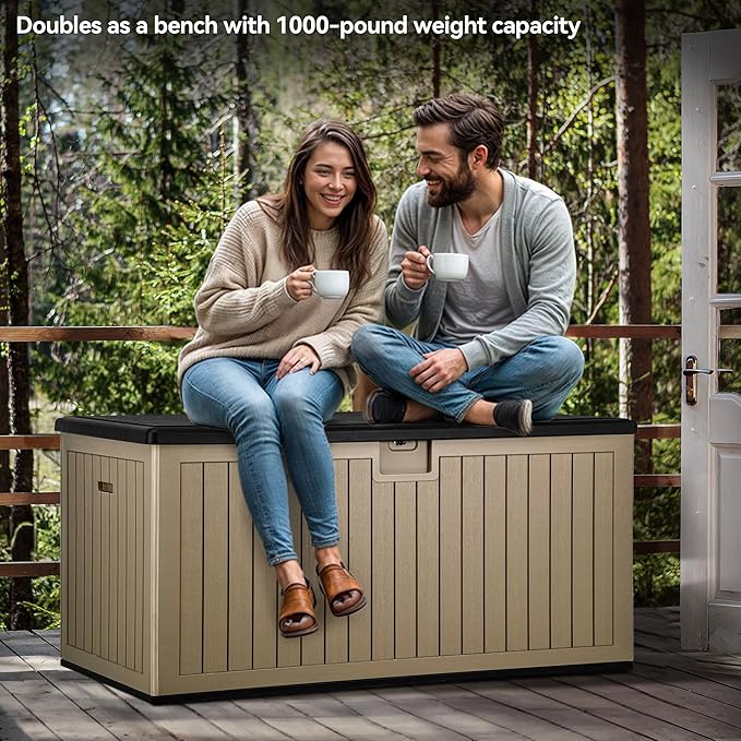 YITAHOME 230 Gallon Large Deck Box with Divider & Side Handles, Outdoor Double-Wall Storage for Patio Furniture Cushions - Photo 4