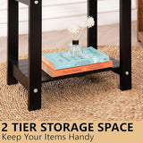Black Adirondack Outdoor Accent Table – Weather-Resistant Acacia Wood Outdoor End Table with Double Storage - Photo 7