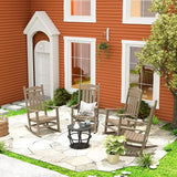 WestinTrends Malibu Malibu Outdoor Patio Poly Classic Porch Rocking Chair (Set of 4), Weathered Wood - Photo 2