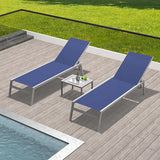 Domi Patio Chaise Lounge Set of 2 with Side Table, Aluminum Adjustable Pool Lounge Chairs - Photo 7