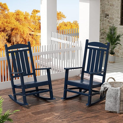 WestinTrends Malibu 2-Piece Set Outdoor/Patio Rocking Chairs (2 Seater), Navy Blue