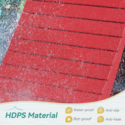 Pool Lounge Chairs - Anti-Floating HDPS Design for Pools & Backyard Sun Decks, Weighted Pool Chairs and Lounges for Poolside or Outside, Includes Headrest, Bright Red