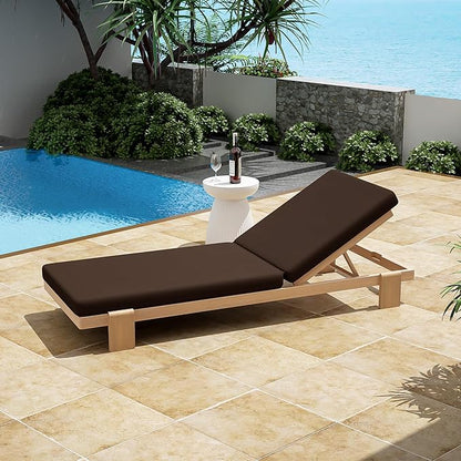 Christopher Knight Home Duska Acacia Wood Chaise Lounge Chair Outdoor, Patio Outdoor Chaise Lounge with Cushions, Adjustable Backrest Single Lounge Sofa, Poolside Seating, Teak+Brown