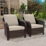 Outdoor Wicker Chair Set of 2, All-Weather Use Patio Rattan Chair with Seat and Back Cushion, Ideal for Porch, Backyard - Photo 2