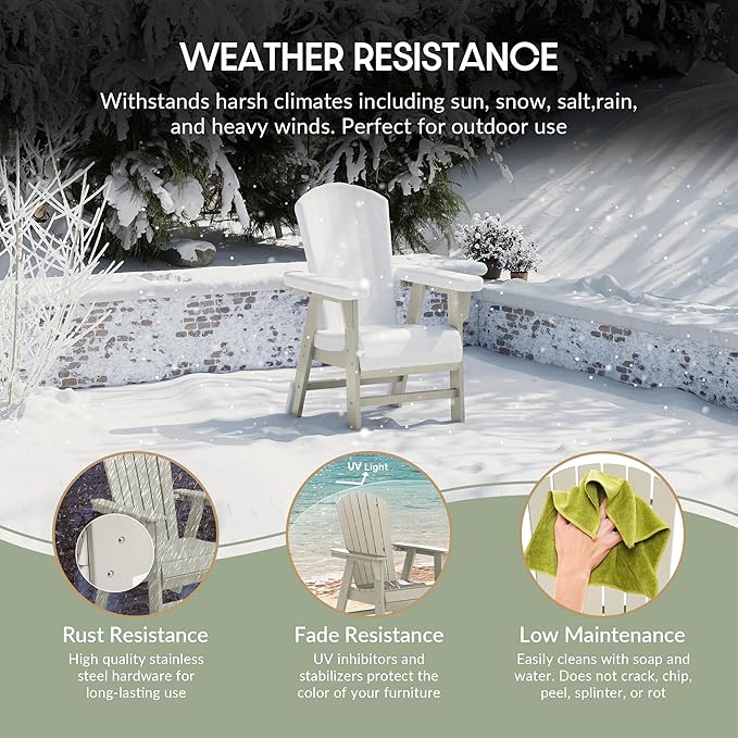 WestinTrends Dylan Outdoor Patio Shell-Back Adirondack Dining Chair Weather Resistant Sand