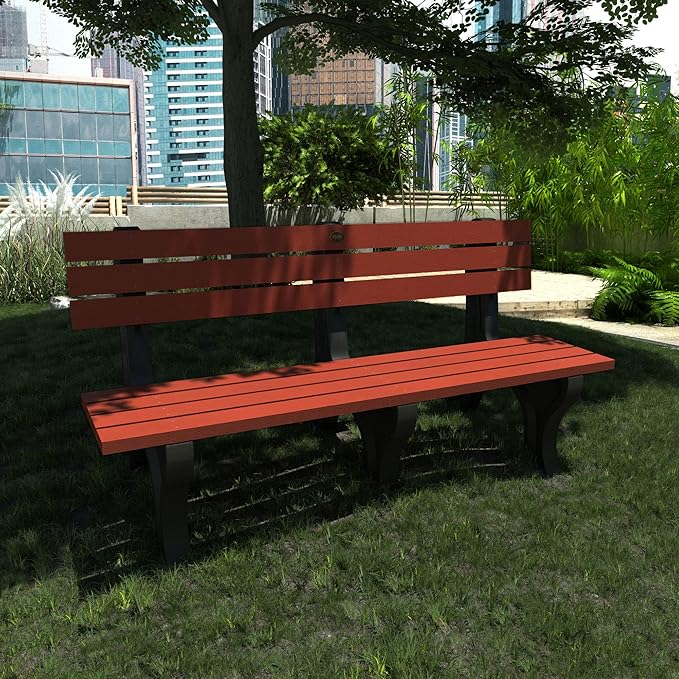 Sequoia Professional Aurora Park Bench, 6 ft, Rustic Red