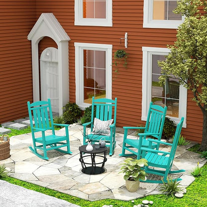 WestinTrends Malibu Malibu Outdoor Patio Poly Classic Porch Rocking Chair (Set of 4), Turquoise