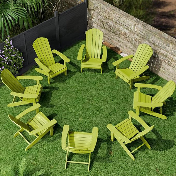 YEFU Adirondack Chairs Set of 8: Plastic Adirondack Chairs - Patio Chairs with Wood Texture - Outdoor Chair HIPS - Lawn - Photo 1