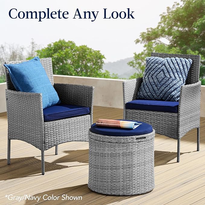 Best Choice Products Round Wicker Ottoman, Multipurpose Outdoor Furniture for Patio, Backyard, Additional Seating - Photo 8