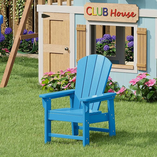 WestinTrends Malibu Kids Outdoor HDPE Adirondack Plastic Patio Chair, Pacific Blue