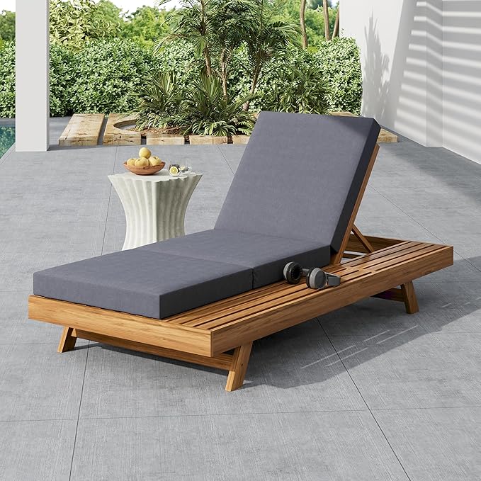 Merax Chaise Lounge Chair Set with Adjustable Backrest & Flat Storage Surface - Photo 1