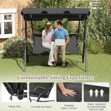 RELAX4LIFE 3-Person Porch Swing Chair - Outdoor Swing w/Adjustable Canopy, Removable Cushion & Metal Frame Stand - Photo 6