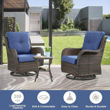 Belord 5 Piece Wicker Patio Furniture Set, Outdoor Swivel Rocker Chairs Set of 2 with Ottomans and Side Table - Photo 2
