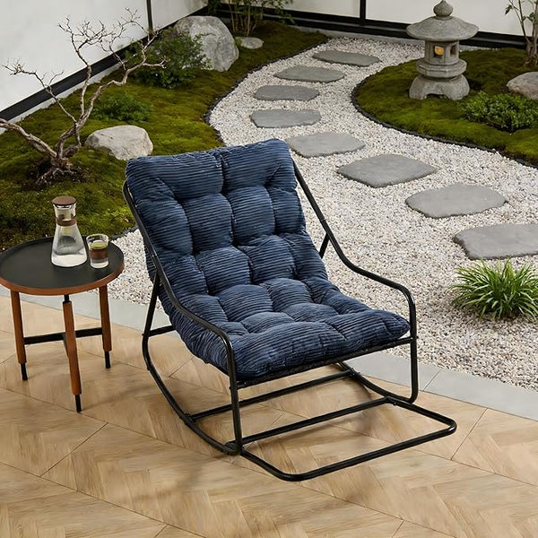 Rocking Chair with Foot Rest, Outdoor Indoor Rocking Lounge Chair with Cushion - Photo 1