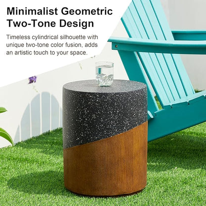 Giltzhome 17.25" H Decorative Garden Stool, Faux Terrazzo End Table Planter Stand Accent Table for Garden Patio Lawn Home Indoor Outdoor, Black