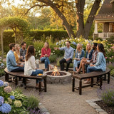 Tangkula Patio Curved Bench Set of 2, Carbonized Wood Dining Bench, Spacious & Slatted Seat, 710 LBS Max Load - Photo 2