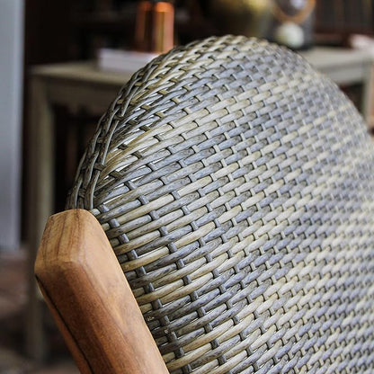 Cambridge Casual Camden Teak Wood Padded Woven Seat Outdoor Rocking Chair, All-Weather Wicker