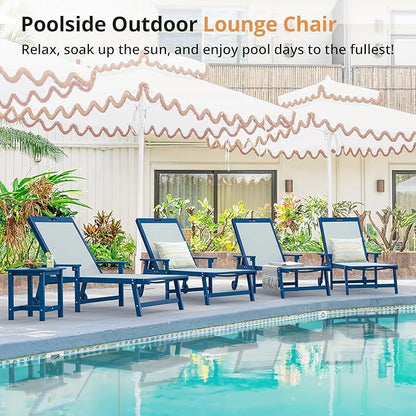 LUE BONA Chaise Lounge Chair Outdoor Set of 2, HDPS and HDPE Wicker Chaise Lounger with 5 Positions, Pool Lounge Chairs with Wheels and Adjustable Backrest for Patio, Poolside, Deck, Backyard