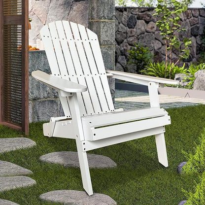 PayLessHere Adirondack Chairs, Weather Resistant Patio Chairs with Pinewood Wooden Textured for Patio Lawn Garden Backyard Deck Pool Beach Fire Pit