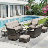 8 Piece Outdoor Wicker Patio Furniture Set, Outdoor Swivel Rocker Patio Chairs Set with Thickened Olefin Cushions - Photo 9