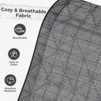 Grand patio Outdoor Swivel Dining Chairs Set of 2, 360 Degree Mesh Sling Rocker Sets for Deck, Garden Backyard, Black & Grey Plaid