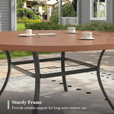 Outdoor Dining Table for 8, 60" Round Outdoor Table with Adjustable Umbrella Hole - Photo 6