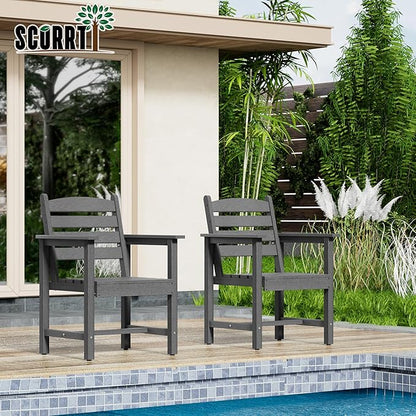 Scurrty Plastic Adirondack Chairs Set of 2, Patio Chairs with Wood Texture,Lawn Fire Pit Deck Porch Garden Chairs for Adults (Grey)