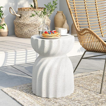 SUNBURY Outdoor Side Table, 19" H Outdoor Accent End Table, Patio Side Tables Coffee Tables, Garden Stool and Plant Stand for Patio, Garden, Living Room, and Backyard