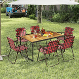 GYMAX Lawn Chair Folding, Webbed Beach Lounge Chairs Set with Highback - Photo 9