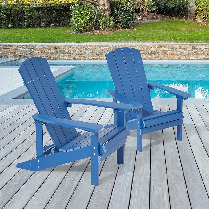 Adirondack Chairs, Plastic Adirondack Chairs Set of 2, All-Weather Resistant, Widely Used in Outdoor, Fire Pit, Deck, Outside, Garden