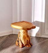 Cedar Wood Tree Stump Stool 13.5"x12"x14"H Live Edge Natural Coffee Side Table Rustic Plant Stand for Living Room - Photo 1