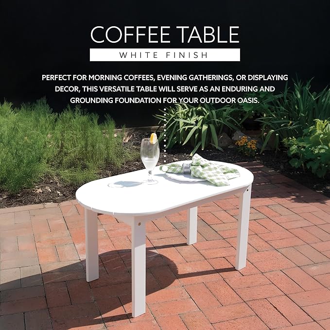 Linon Jayde Adirondack Coffee Table, White 18.11D x 35.24W x 18.11H in