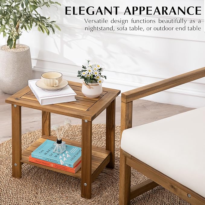 Double Adirondack Side Table, Weather-Resistant Rectangular End Table for Patio, Garden, Lawn - Photo 8
