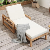 Merax 73x30in Acacia Wood Chaise Lounge Chair Recliner, Adjustable 5 Position Chaise Lounge Outdoor Furniture for Patio - Photo 1