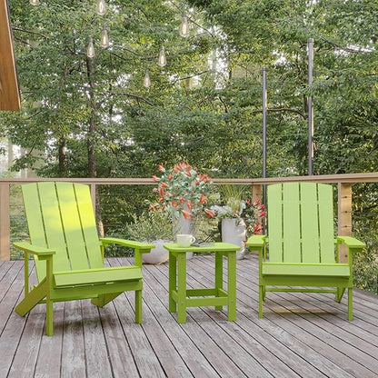 Flash Furniture Charlestown Tiered Commercial Poly Resin Adirondack Side Table - Lime Green - All-Weather - Indoor/Outdoor