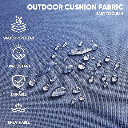 Swivel Patio Chairs sofa Set of 4 with 6" Thick Cushion - Wicker Outdoor Swivel Rocker Patio Chair ,Sofa/Glass coffee table, High Back Comfortable Outdoor Glider Chairs - Brown Wicker | Blue Cushions