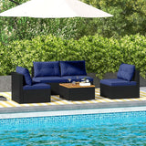 Tangkula 5 Piece Rattan Sofa Set, Outdoor Wicker Furniture Set w/Seat & Back Cushions, Square Coffee Table - Photo 4