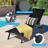 Giantex Lounge Chairs for Outside Patio Chaise Lounges Aluminum Recliner W/Adjustable 6 Backrest Positions and Wheels - Photo 4